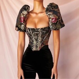 Black corset top with Puff sleeve